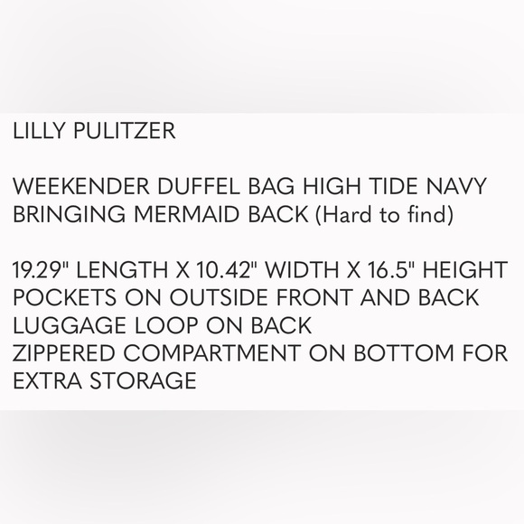 Lilly Pulitzer travel bag duffle bringing mermaid back - Picture 6 of 7